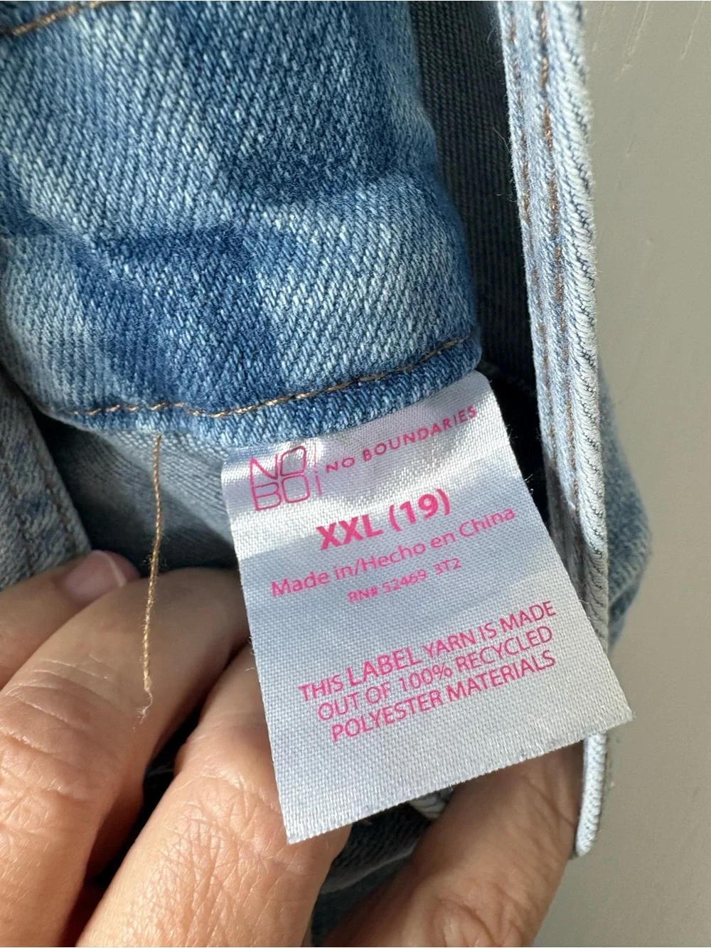 No Boundaries Light Blue Denim Overalls with Pink Logo Patch